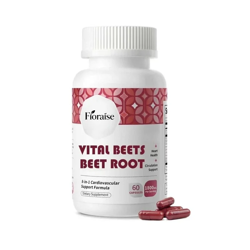 Beetroot Capsules 1800mg, High-strength Beetroot Supplement, Nitric Oxide and Circulatory Support, for Vegetarians