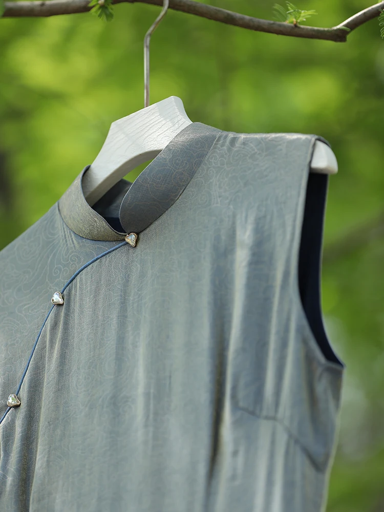 

Новое китайское платье-ципао Jiangnan в стиле «Водный Ветер» для молодых женщин, приталенное, стройнящее, длинное вечернее платье в национальном стиле