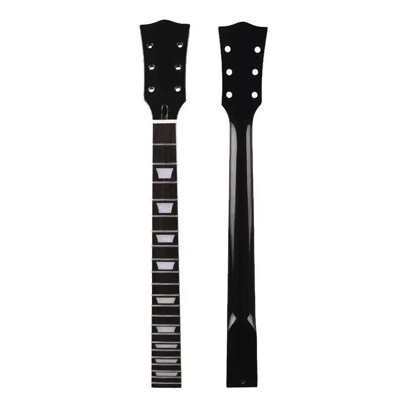 

DIY modified black glossy electric guitar neck and handle with 6 strings and 22 frets made of maple rose wood