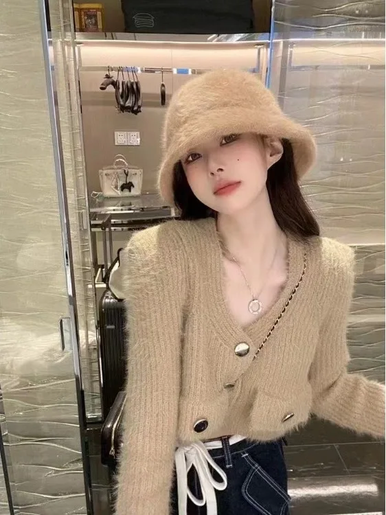 

Кардиган женский из овечьей шерсти или вязаный, открытый, модный, весна-осень-зима, свитер, мягкий, с V-образным вырезом, длинный рукав, однотонный