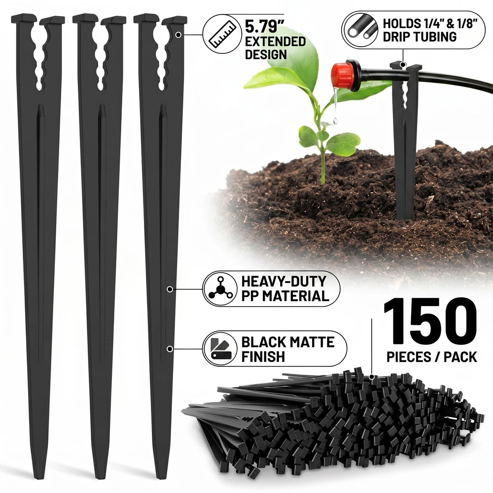 1/4 Drip Irrigation Stakes 5.79 Inch Support Anchor Pegs Garden Tubing Holder Fixed Stakes for Raised Bed Pot Flower Vegetable