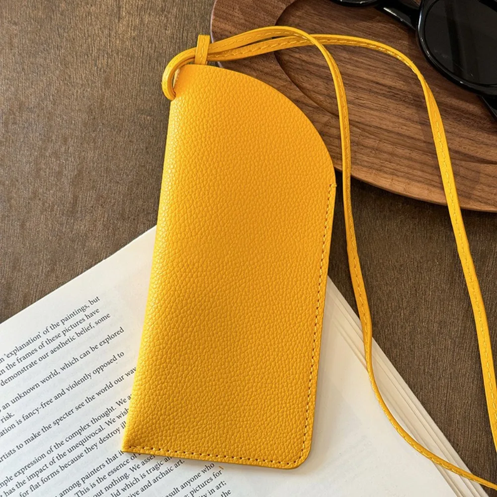 

Fashion PU Leather Eye Glasses Case Hanging Neck Pendant Sunglass Box With Lanyard Portable Eyewear Pouch Bags Women