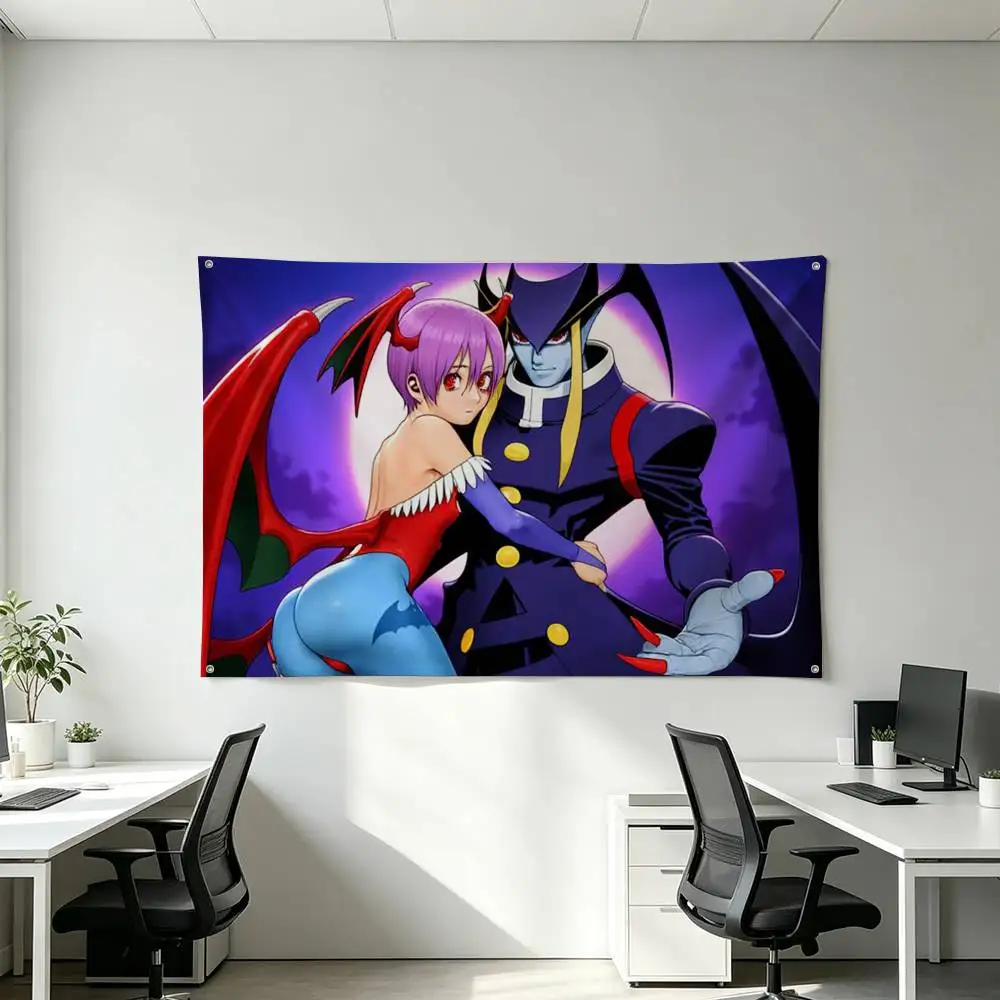 Darkstalkers-S Jedah Lilith Flags Wall Hanging Tapestry Outdoor Garage Room Decorative flag