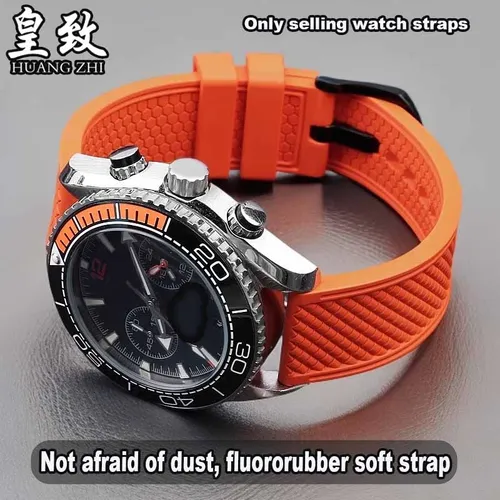Correa de silicona resistente al agua para reloj Omega Tudor Seiko Tissot IWC Mido, pulsera de 20 a 22mm, correa de reloj de goma deportiva resistente al agua naranja