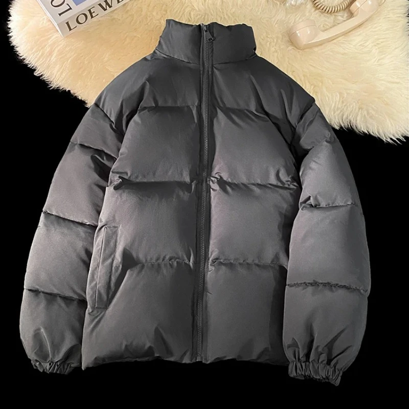 

Korean Streetwear Parka Jacket Male Outwear Overcoat Winter Men's Windproof Padded Puffer Jackets Man Thick Stand Collar Parkas
