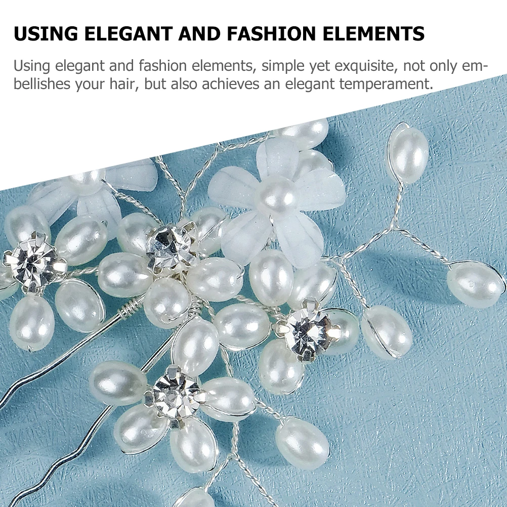 

Pearl Flower Hairpin Elegant Bridal Wedding Accessories Rhinestone Pins for Bridesmaids Women Pearl Hair Stick HSJ6811S Simple
