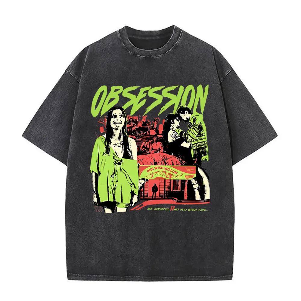 Washed Vintage Movie Obsession One Wish Willow Be Careful Who You Wish for T-shirt Men Women Gothic Horror Oversized T Shirts