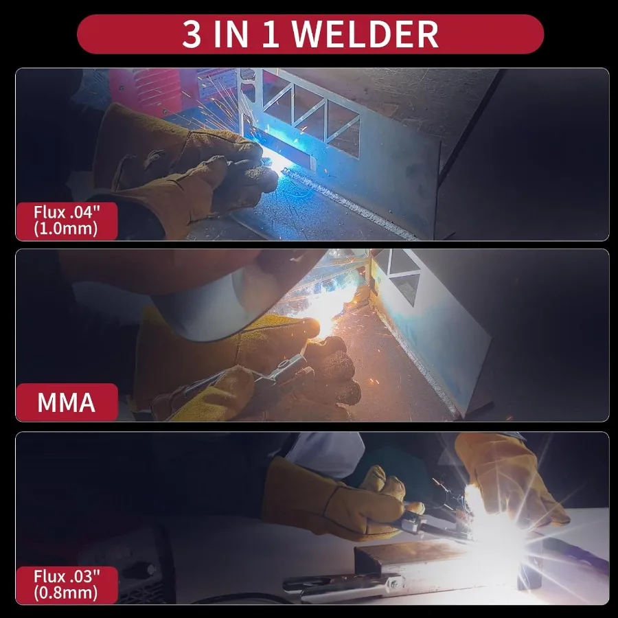 ماكينة لحام MIG 140 أمبير 110 فولت تدفق كور 2 في 1 متعددة المعالجات MIG/MMA ماكينة لحام محمولة مع عاكس IGBT ومصباح LED كبير D #2