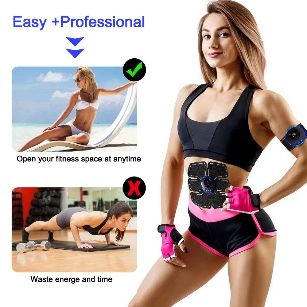 USB wiederaufladbarer Bauchmuskeltrainer, kabelloses Körpermassagegerät, elektronisches Training, Übung, Gewichtsverlust, Fitnessgeräte – Detail 6