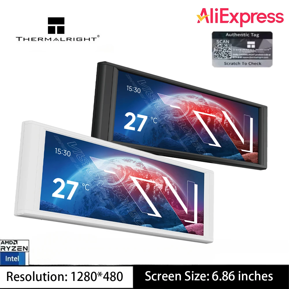 

Thermalright TROFEO VISION ЖК-дисплей, черный, разрешение 1280*480, 6,86 дюйма, полноцветный ЖК-экран, USB Type-C, поддержка магнитного корпуса