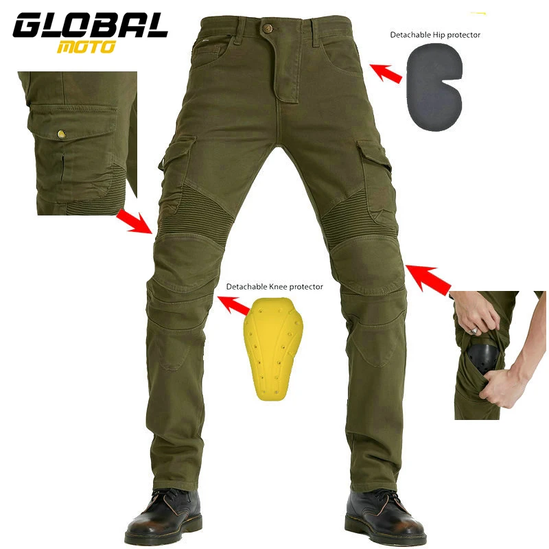 

New Motorcycle Jeans With Protector Anti Drop Knight Motocross Pants Four Seasons Men's Outdoor Travel Motorcycle Jeans XXS-6XL