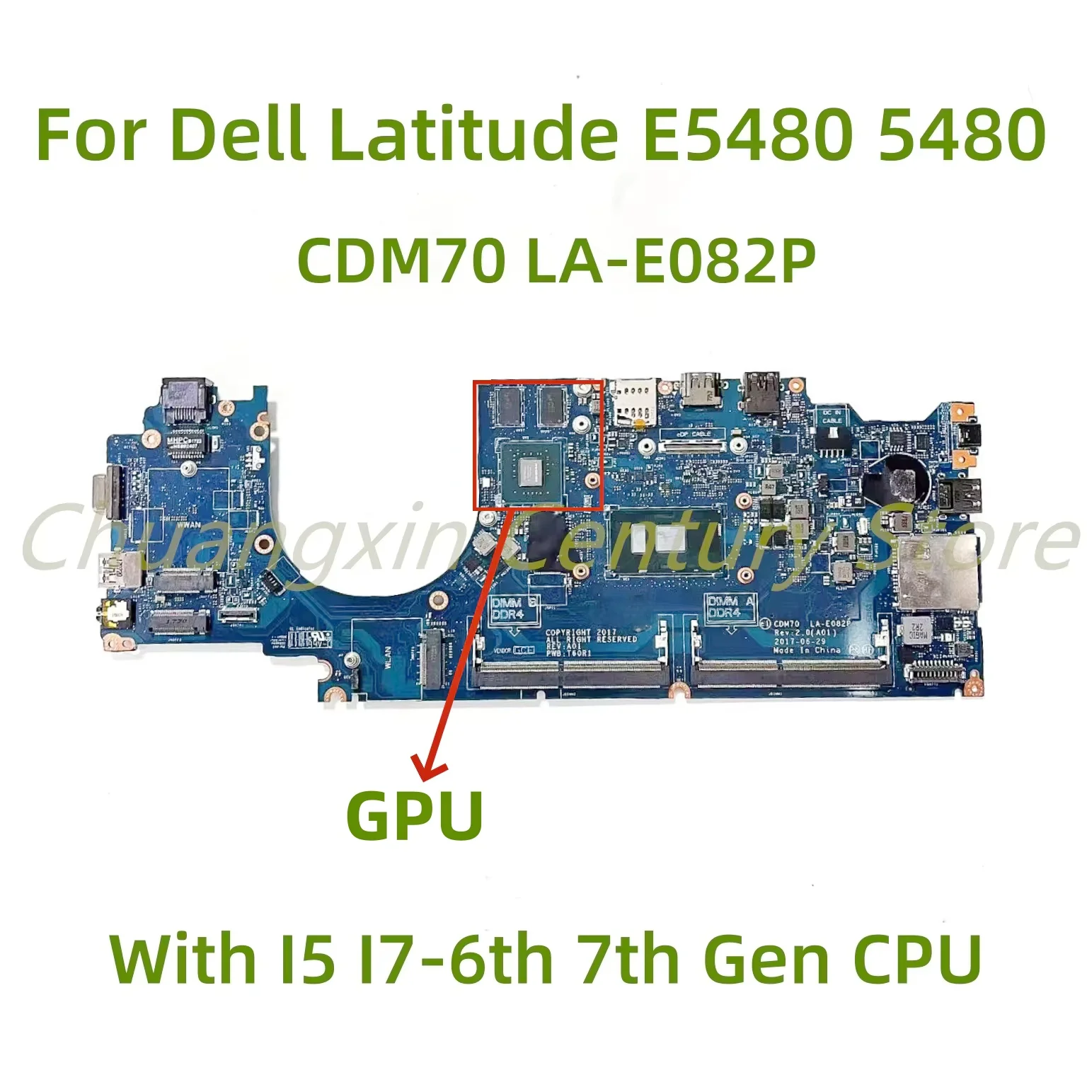 

LA-E082P Suitable for Dell Latitude E5480 5480 P72G Laptop motherboard with I3 I5 I7-6th/7th Gen CPU 2G GPU 100% Tested