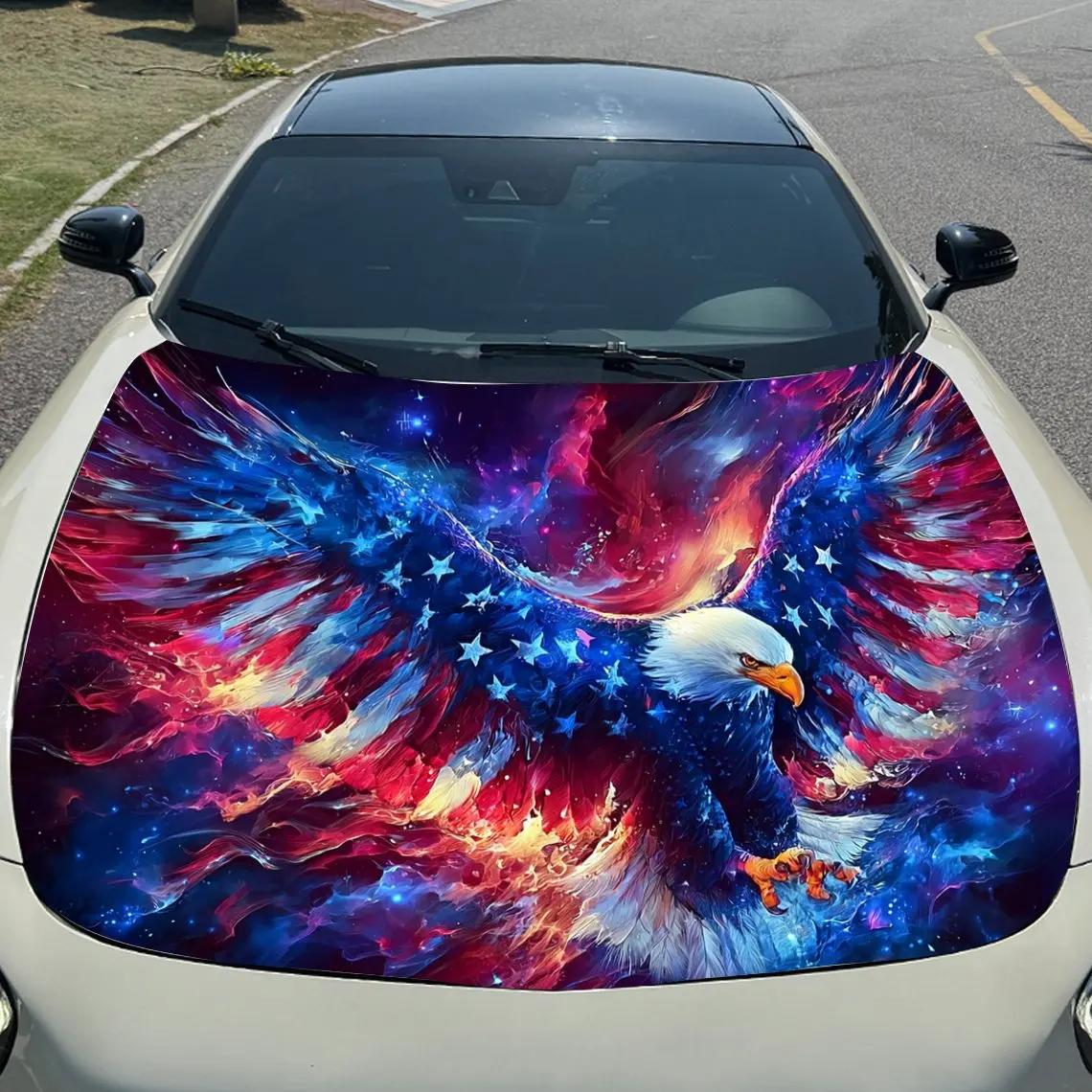 ستار سبانجلد بانر إليمنت إيجل يلتف الفينيل لأغطية السيارات، شارات PVC مقاومة للماء لغطاء السيارة، ملصقات ذاتية اللصق #3
