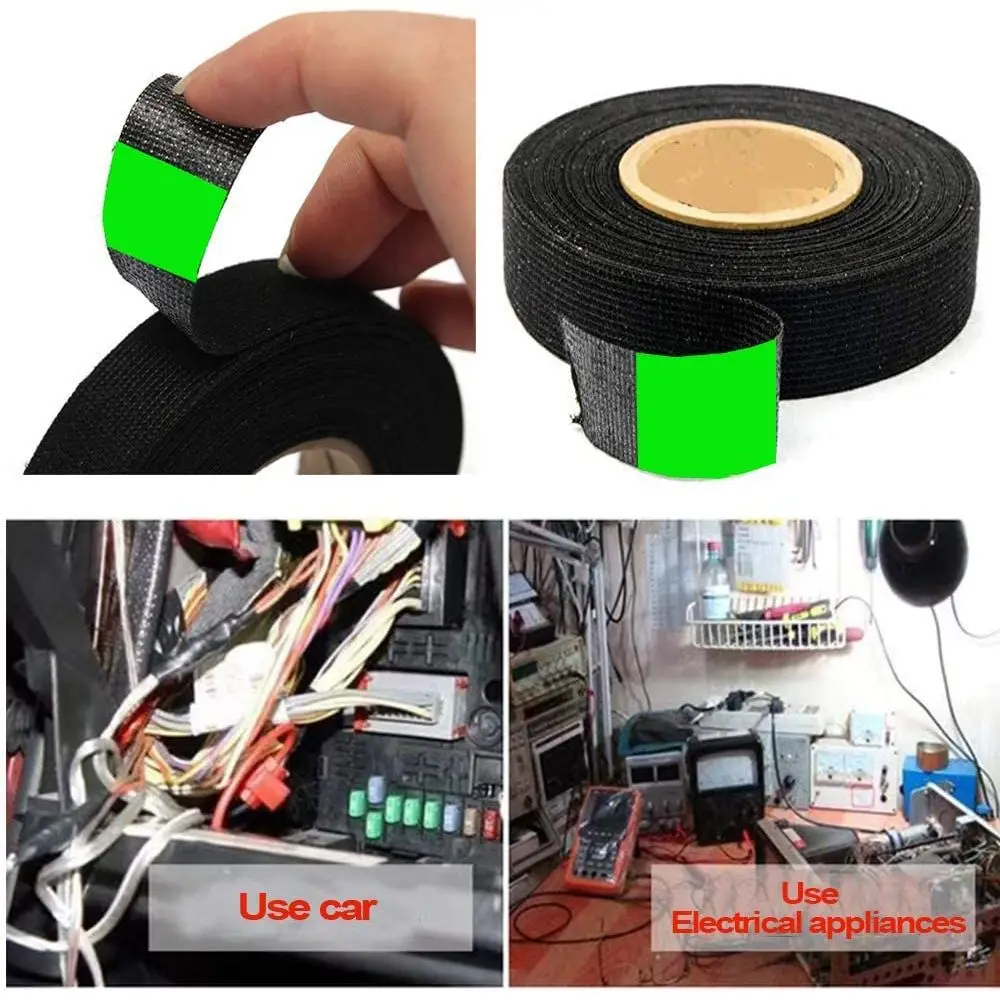 15/25M Width 9/15/19/25/32MM Wrapping Tape Cable Fixed Automotive Heat-resistant Wire Harness Tape Adhesive Cloth Fabric