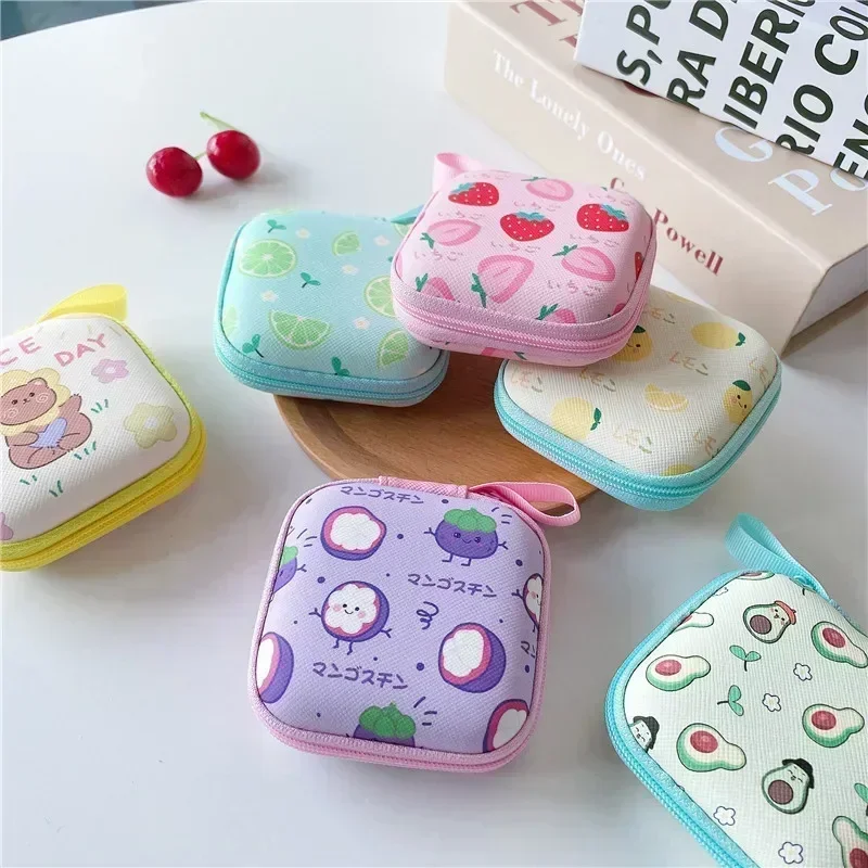 Cartoon Mini Portemonnee Fruit Stijl Muntsleutel Organisator Portemonnee Draagbare Harde Hoofdtelefoon Houder Case Oortelefoon Box Opbergtas