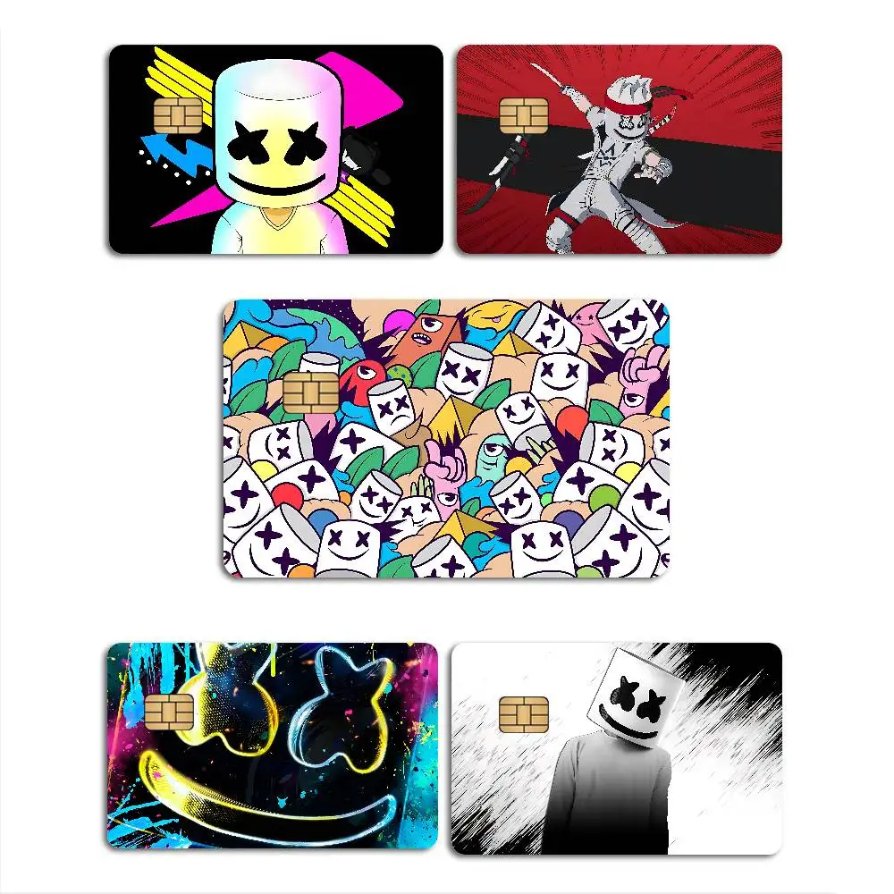 DJ-M-MARSHMELLO 2024 Anime Cartoon Skin Stickers Film Tape Case for Big Credit Debit Card Front Side