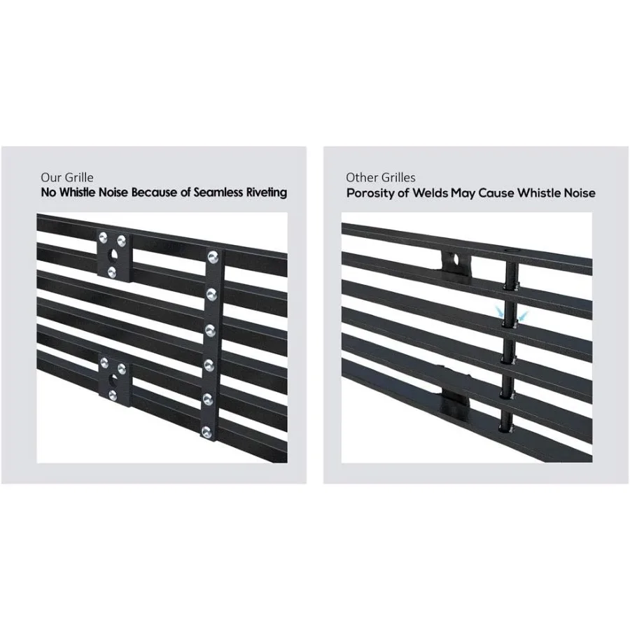 Kompatibel dengan Ford F150 2009-2014 Bumper Utama Atas Bawah Baja Anti Karat Hitam 8x6 Horizontal Billet Grill Depan