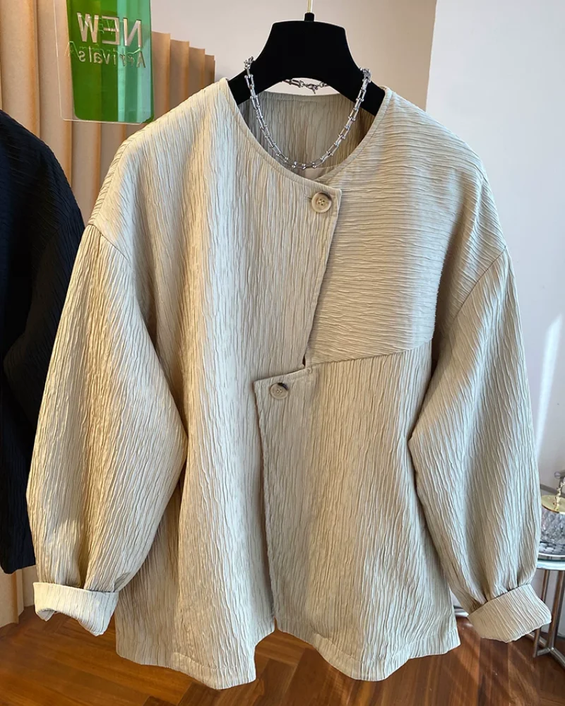 

SuperAen European and American Style Asymmetrical Designed Pleated Coat for Women's 2026 Autumn and Winter New Loose Trench Coat