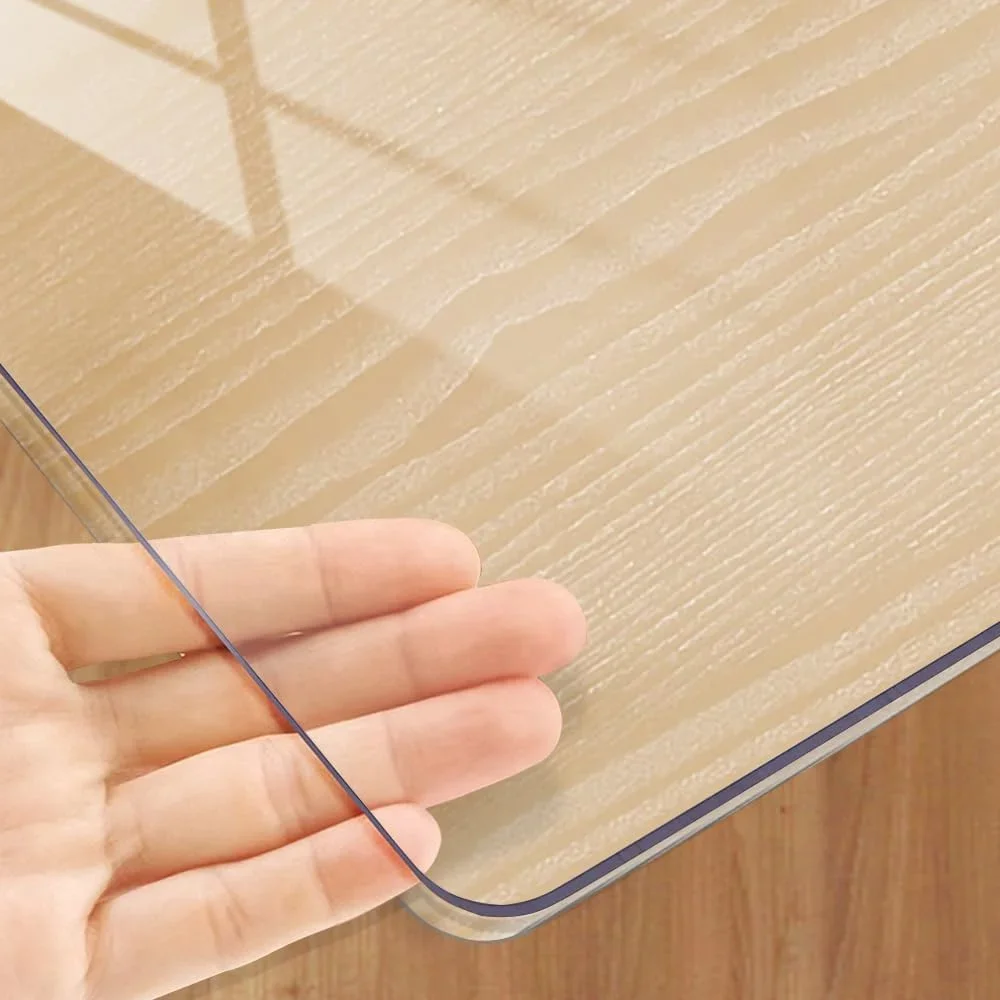 PVC transparent tablecloth with a thickness, heat-resistant, waterproof, and oil resistant dining table mat, 1pc