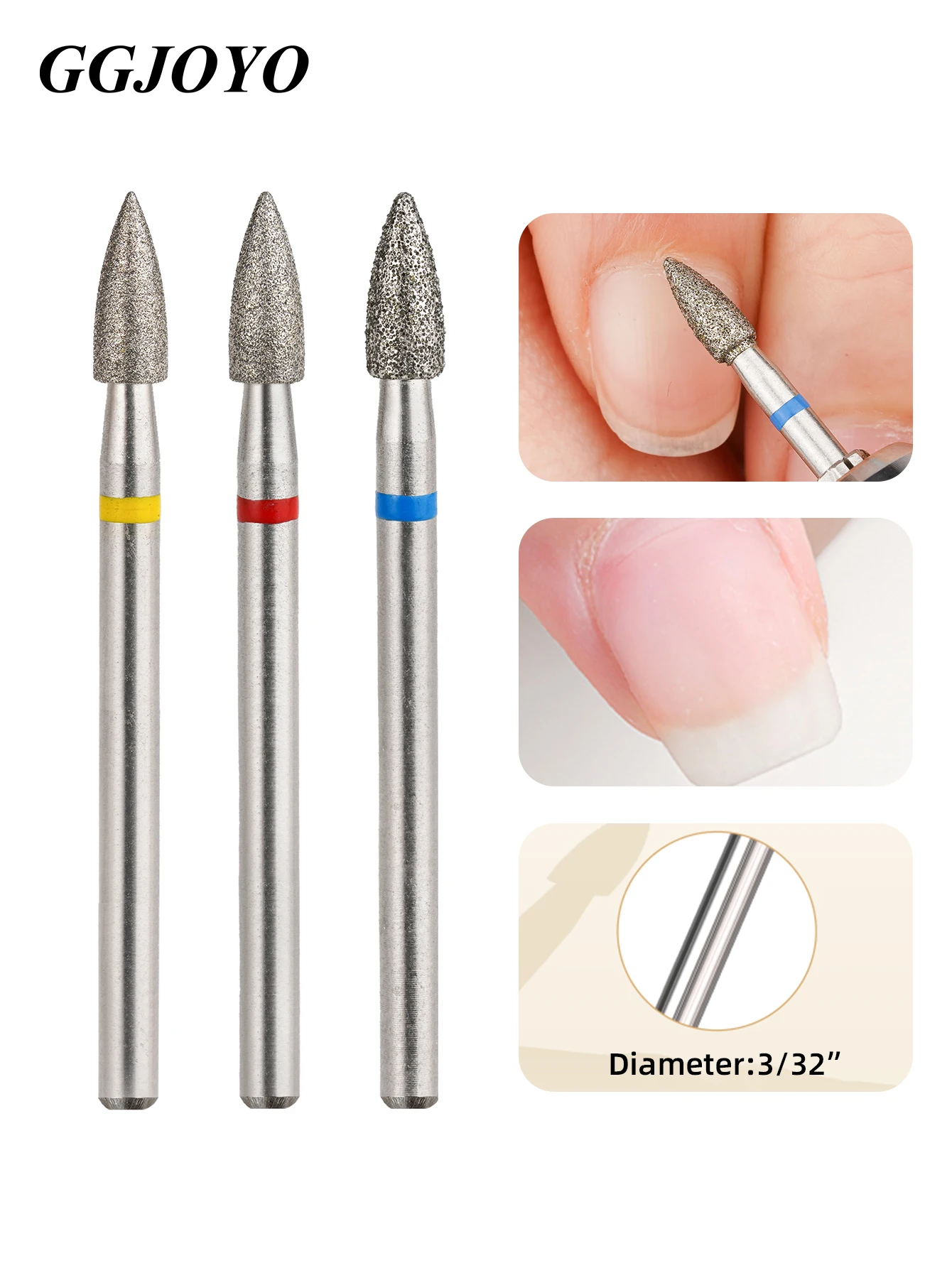 3Pcs Diamant Nagel Bohrer Bits Hartmetall Konische Micro Häutchen Entferner Bit für Unter Nagel Abgestorbene Haut Reinigung Häutchen entfernen Nagel Kunst