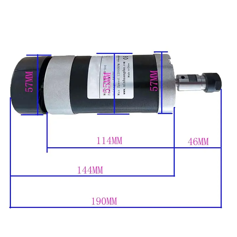 12000RPM DC48V 500W ER11 500WER16 Brushless Spindle Motor Kit 48V Brushless Motor Driver ﻿+ 55MM Clamp