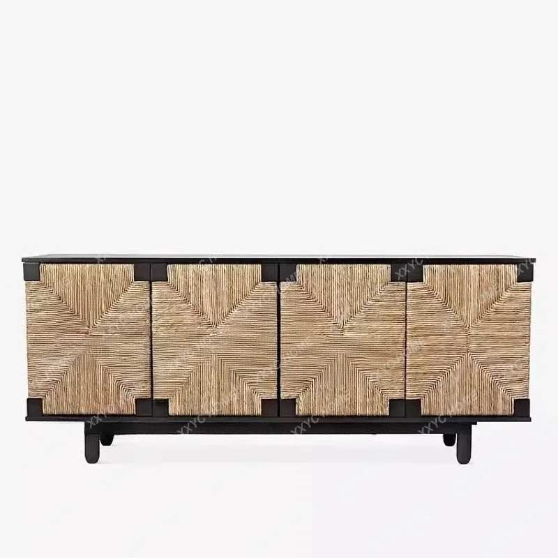 Solid wood braided rope TV cabinet Entry porch cabinet Living room decoration cabinet