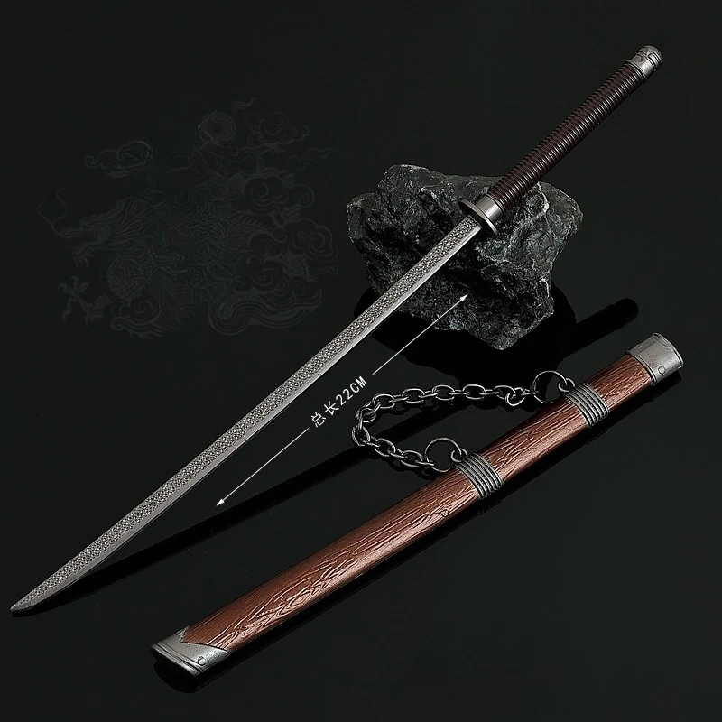22 سنتيمتر الصينية القديمة الباردة الاستماع الرياح سكين سلاح معدني نموذج سيف ساموراي كاناتا الأعمال الفنية الزخرفية الحلي كوس اللعب هدية