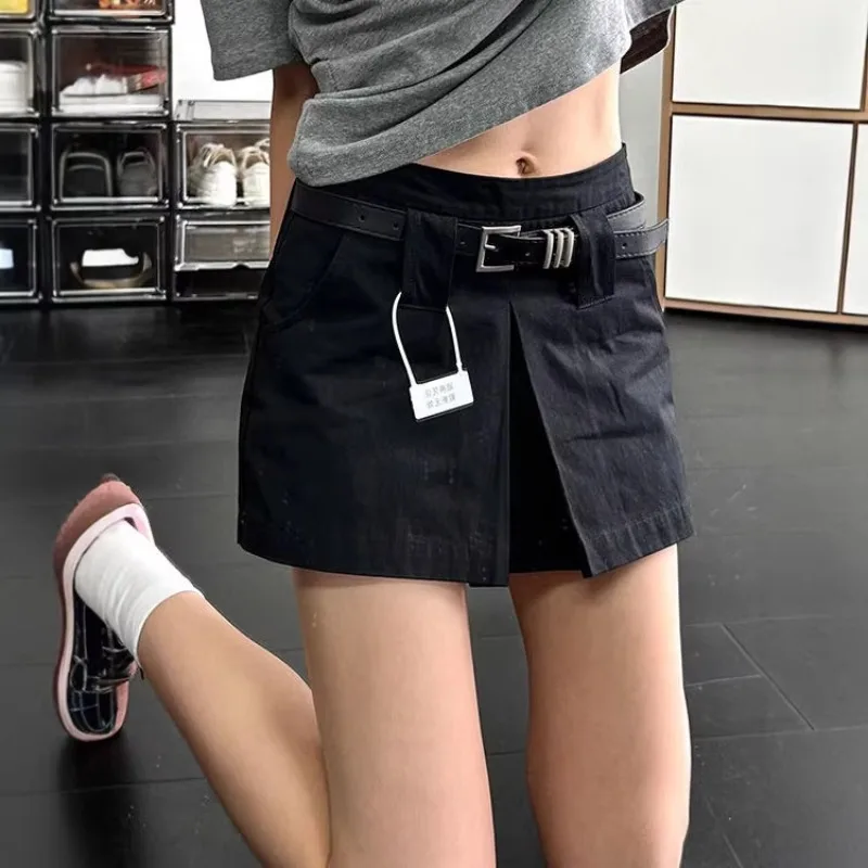 

Черная юбка-карго с высокой талией, женская, весна-лето 2026, новая модель, в стиле Spice Girl, мини-юбка-шорты с защитой от просвечивания