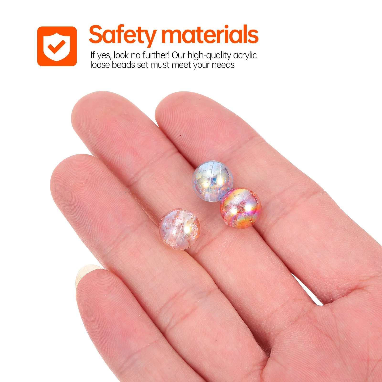 

200Pcs Acrylic Round Loose Beads Glitter Spacer Beads for DIY Jewelry Craft Making Supplies Bracelet Necklace Charms Accessories