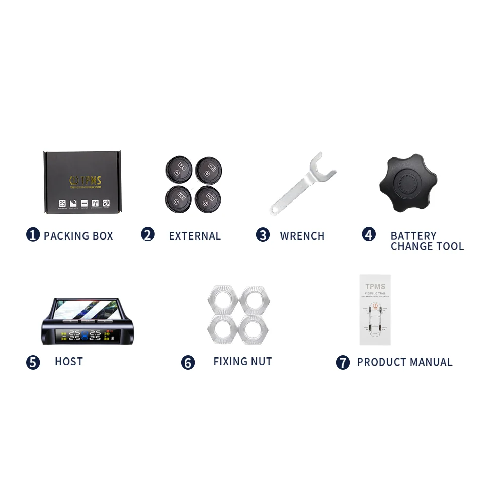 

Fast Delivery Solar Car External Tire Pressure Monitoring System Digital Tire Gauge TPMS