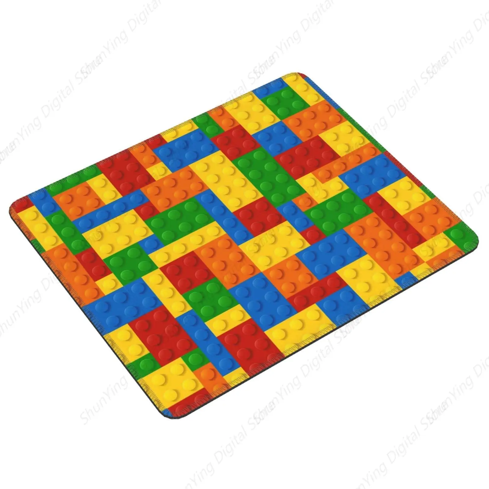 Alfombrilla de ratón de juego con patrón de bloques de construcción de juguete, alfombrilla de escritorio para teclado de ordenador con borde cosido, alfombrilla de ratón con Base de goma antideslizante de 25x30cm