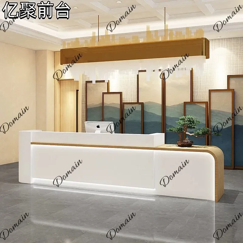 GH Hotel Front Desk Beauty Salon Reception Counter Marble Paint Cashier Bar Table for Shop D