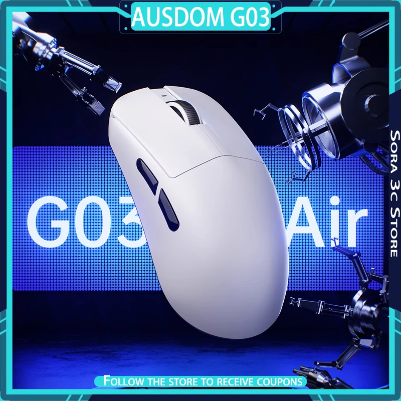 

AUSDOM G03 Gaming Mouse Wireless Tri Mode PAW3395/3950 Double 8k Low Latency and Long Battery Life Office Mouse Gamer Gift