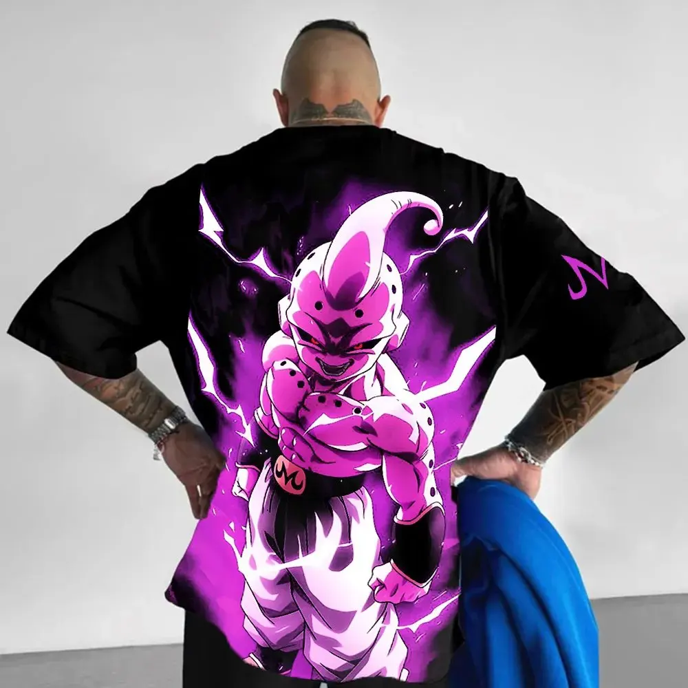 

Мужская футболка большого размера в стиле аниме Dragon Ball Majin, летняя женская футболка с коротким рукавом и графическим рисунком, уличная одежда, свободные повседневные топы, одежда Y2k
