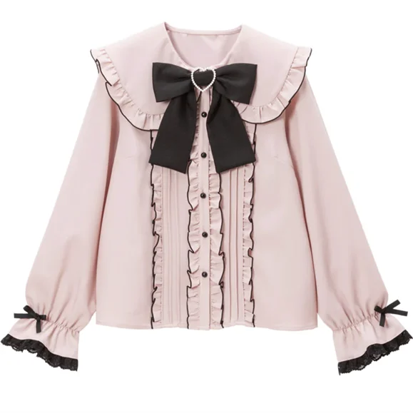 

Kawaii Womens Shirts Lolita Y2K Cute Japanese Style Blouse Elegant Long Sleeve Sweet Tops Casual Office Ladies Aesthetic Shirt