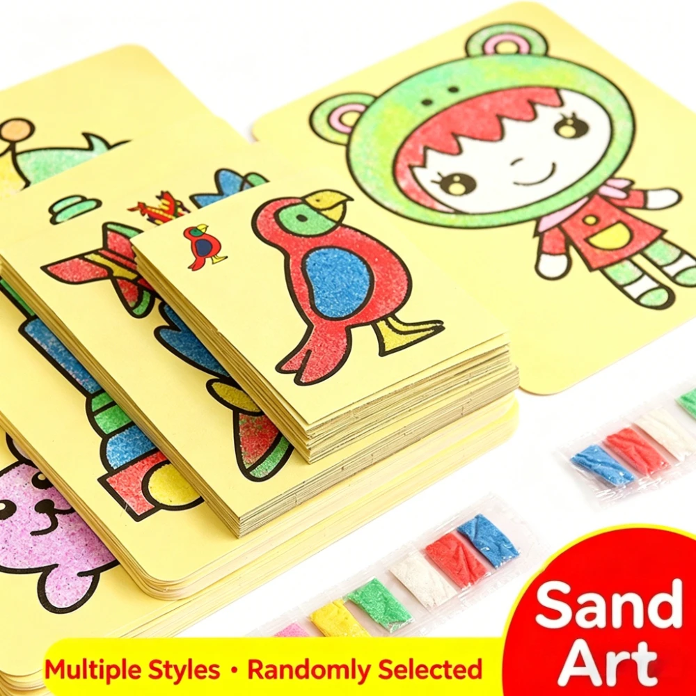 Kit de Arte com Areia DIY para Crianças (3 Tamanhos) - Brinquedo de Areia Colorida: Presente Criativo de Desenho Animado para Desenvolvimento de QI Pré-escolar