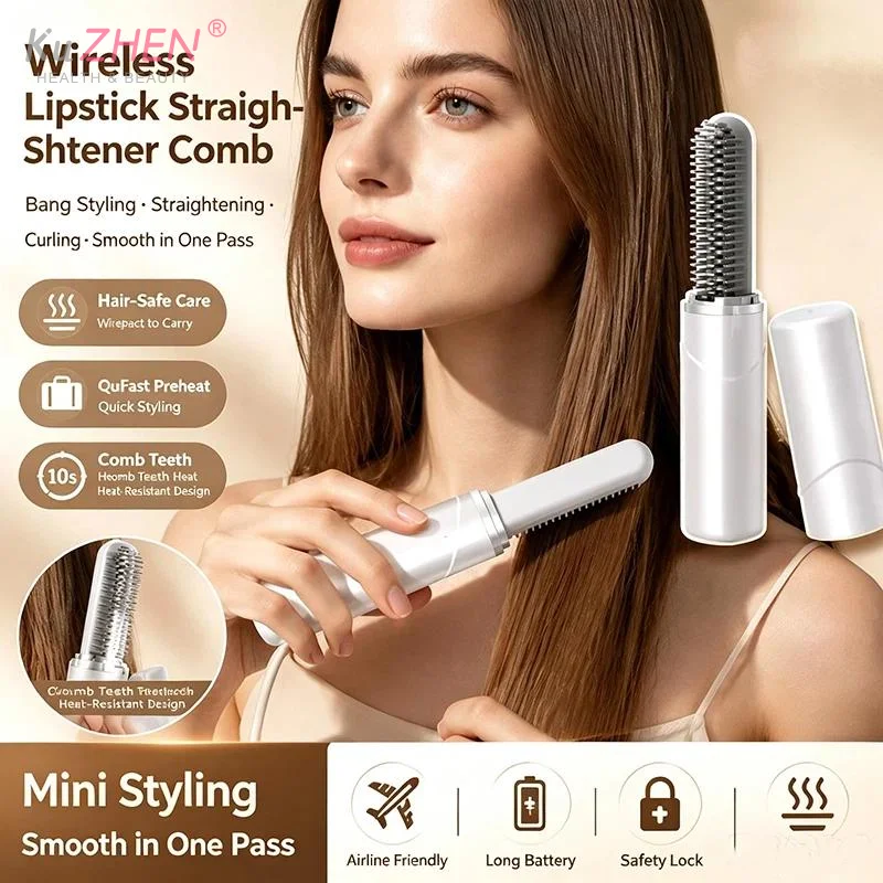 Mini Straight Hair Comb Wireless Charging Portable Curling Iron Portable Styling Electric Comb Does Not Hurt Hair
