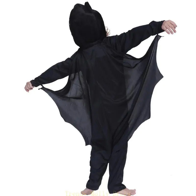 N5KB Halloween Bat Costume Bat Wing Cape Hallween Bat Cosplay Costume for Kids Adults