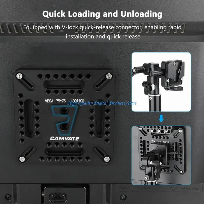 U2JE VESA Monitor Mounting Cheese Plate With Integrated V Lock Clip For Studio Equipment Lighting Audios Device Attachment