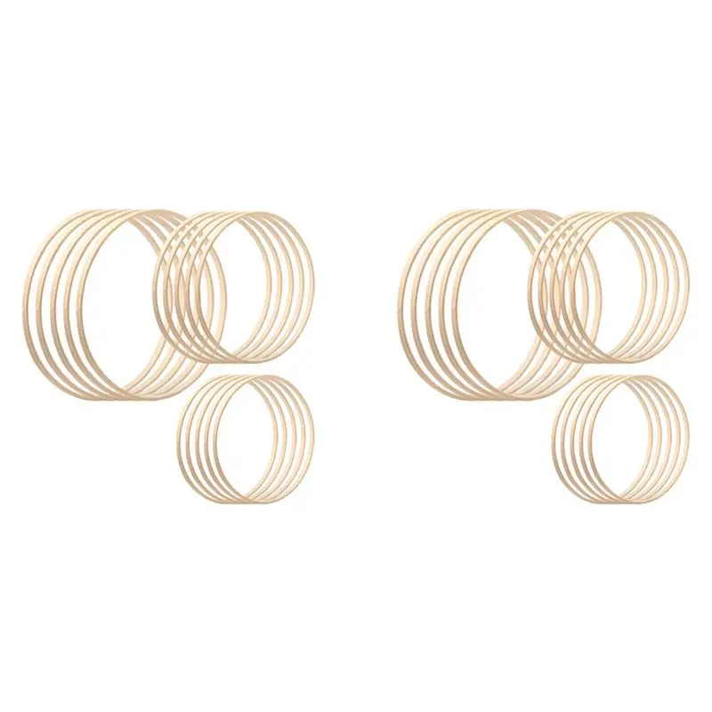 A27F-Bamboo Floral Hoop, 30 Pack 3 Sizes Dream Catcher Bamboo Wood Circle Ring For Wedding Decor Dream Catchers And Crafts