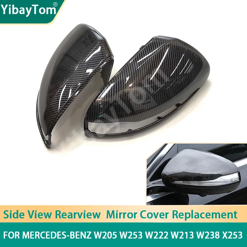 Carbon Fiber Pattern Side Mirror Cover Cap Replacement For Mercedes-Benz C S E GLC W205 W253 W222 W213 W238 X253 only for LHD