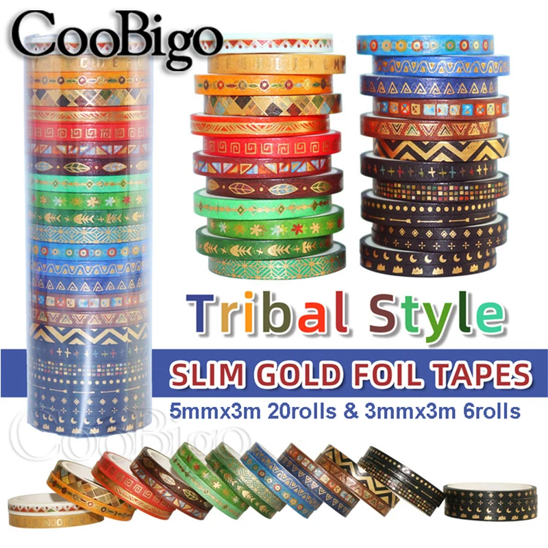 

1 Set Bronzing Washi Tape Masking Tapes Tribal Peoples Style Stickers Decorative Stationery Journal Wrapping DIY Craft Supplies