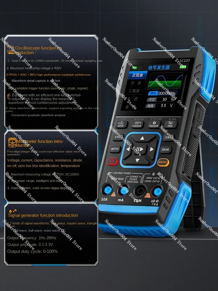 Handheld Digital Oscilloscope Multimeter 3-in-1 Dual-channel Oscilloscope Signal Generator Electrician