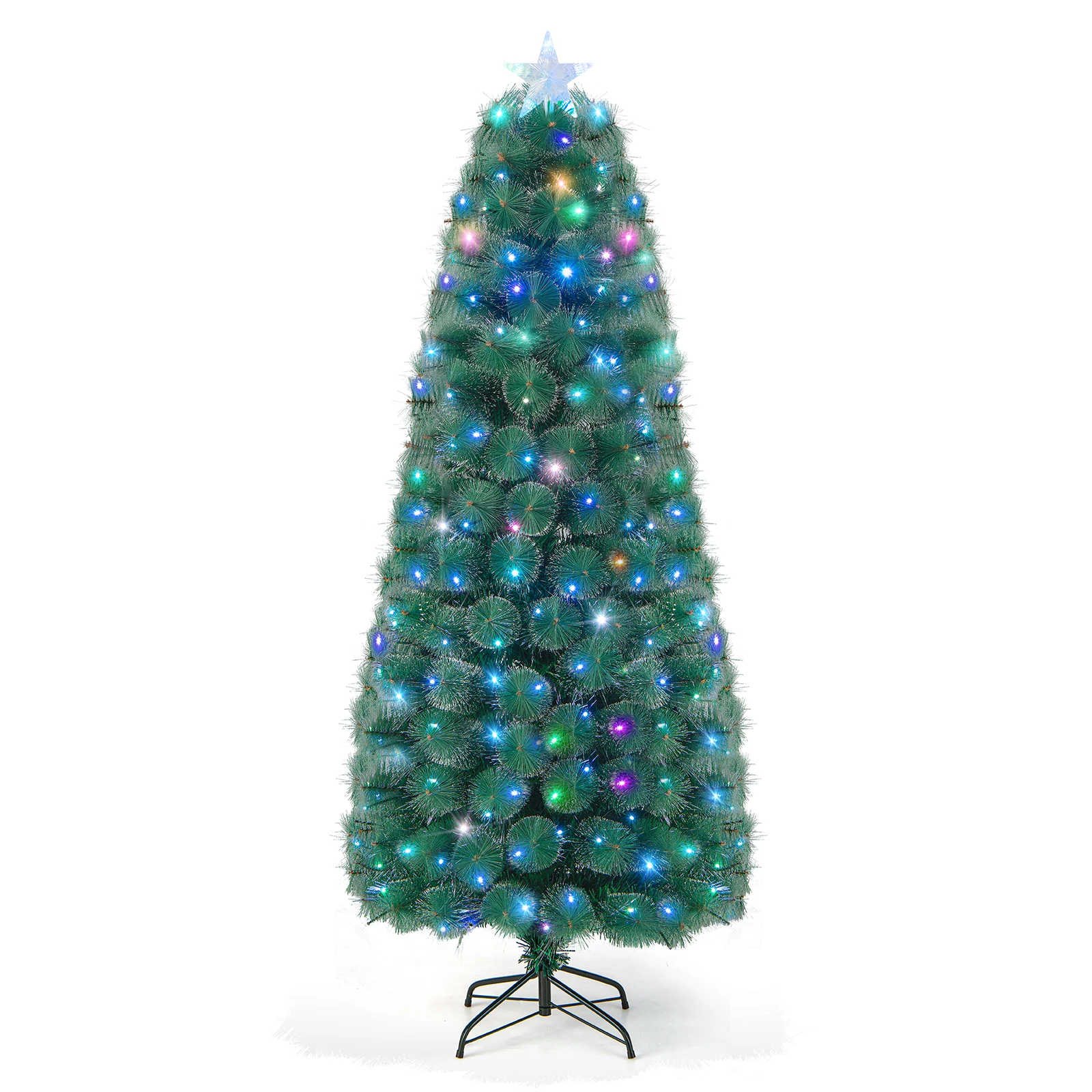 7 FT Pre-Lit Fiber Optic Christmas Tree Xmas Decor w/ 226 Multi-Color LED Lights