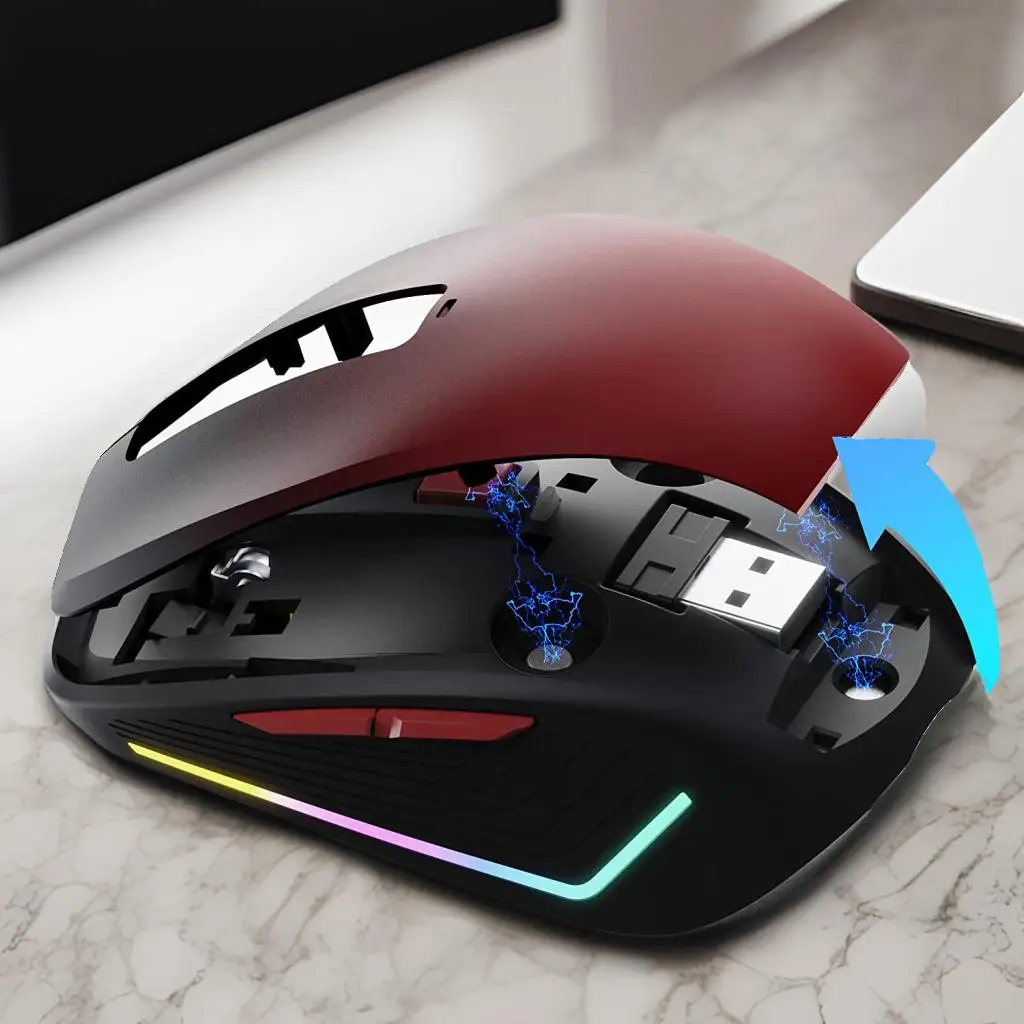 Wireless Mouse Home Office Top Quality Silent Optical USB Backlight Computer Mouse with  Rechargeable2.4G/BT5.1 High Precision