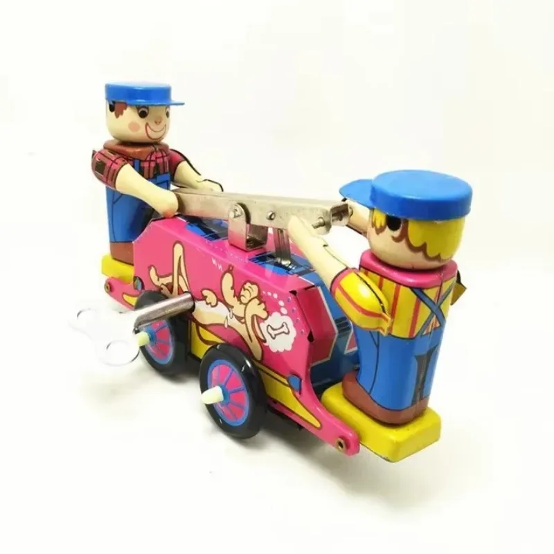 Giocattolo a orologeria con leva in latta per auto, camion ferroviario, lavoratori, collezione classica divertente, giocattoli meccanici da passeggio in metallo retrò, regalo per bambini