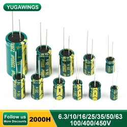 Capacitor 6.3V 10V 16V 25V 35V 50V 63V 100V 400V 450V Low ESR Aluminum Electrolytic Capacitor Lead Welding 2000Hours -40+105℃