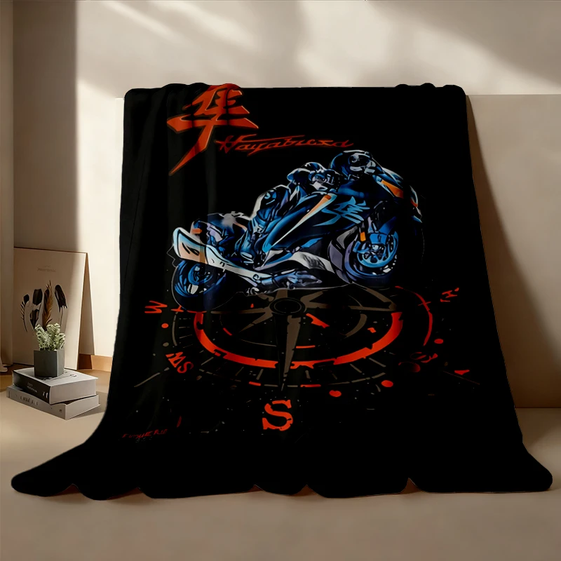 Hayabusa 1300 Motorcycle Flannel Blanket for Biker Gift for Riders Street Racing Fans High Speed Motorcycle Graphic Flan