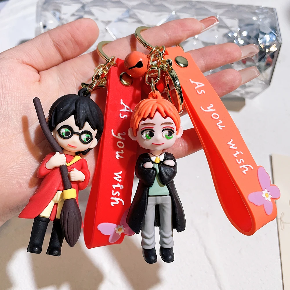 Set de Llaveros de Silicona 3D con Personajes Chibi de Harry Potter: Harry, Ron, Draco, Hermione, Figura para Bolsos, Mochilas y Llaves de Coche