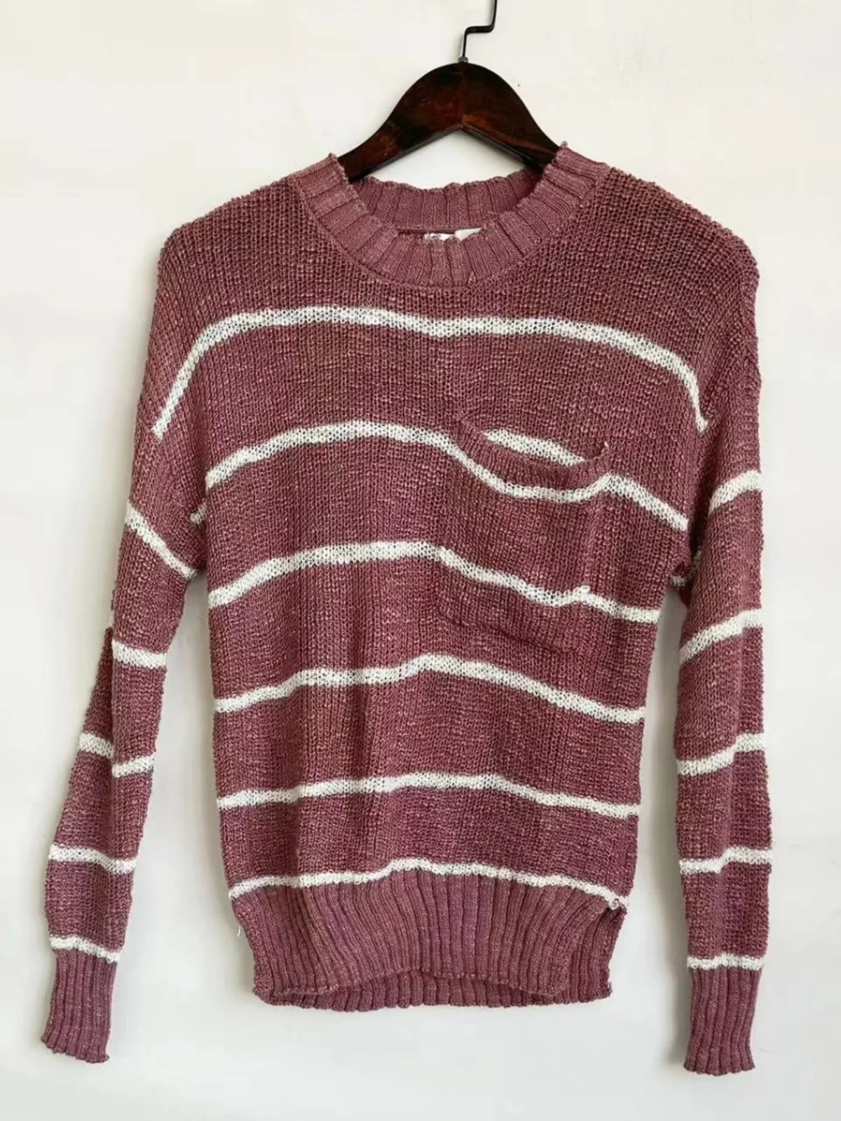 

Spring Autumn Retro Color Blo Slim Fit round Ne ket Knitted Sweater Top Outerwear Women's Faion Comfortable Knitwear